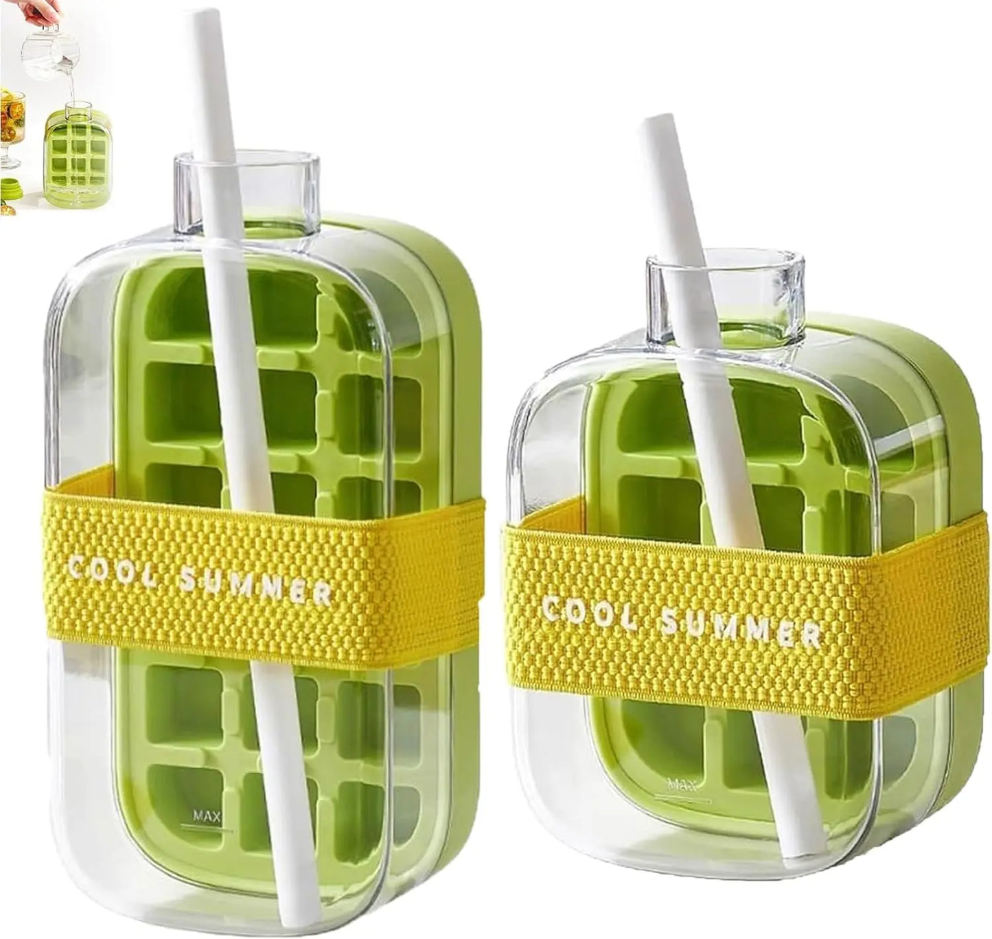 Bac À Glaçons Bouteille d'Eau 800ml (Vert) Gourde Bottle®