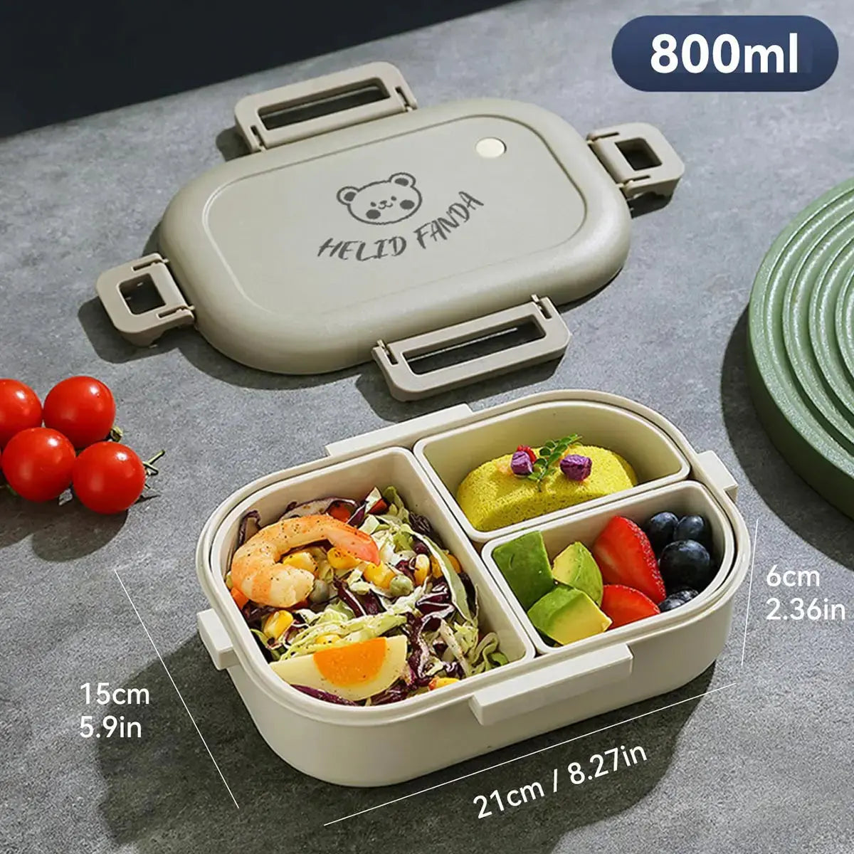 Bento Food Box 3 Compartiments 800ml Gourde Bottle®