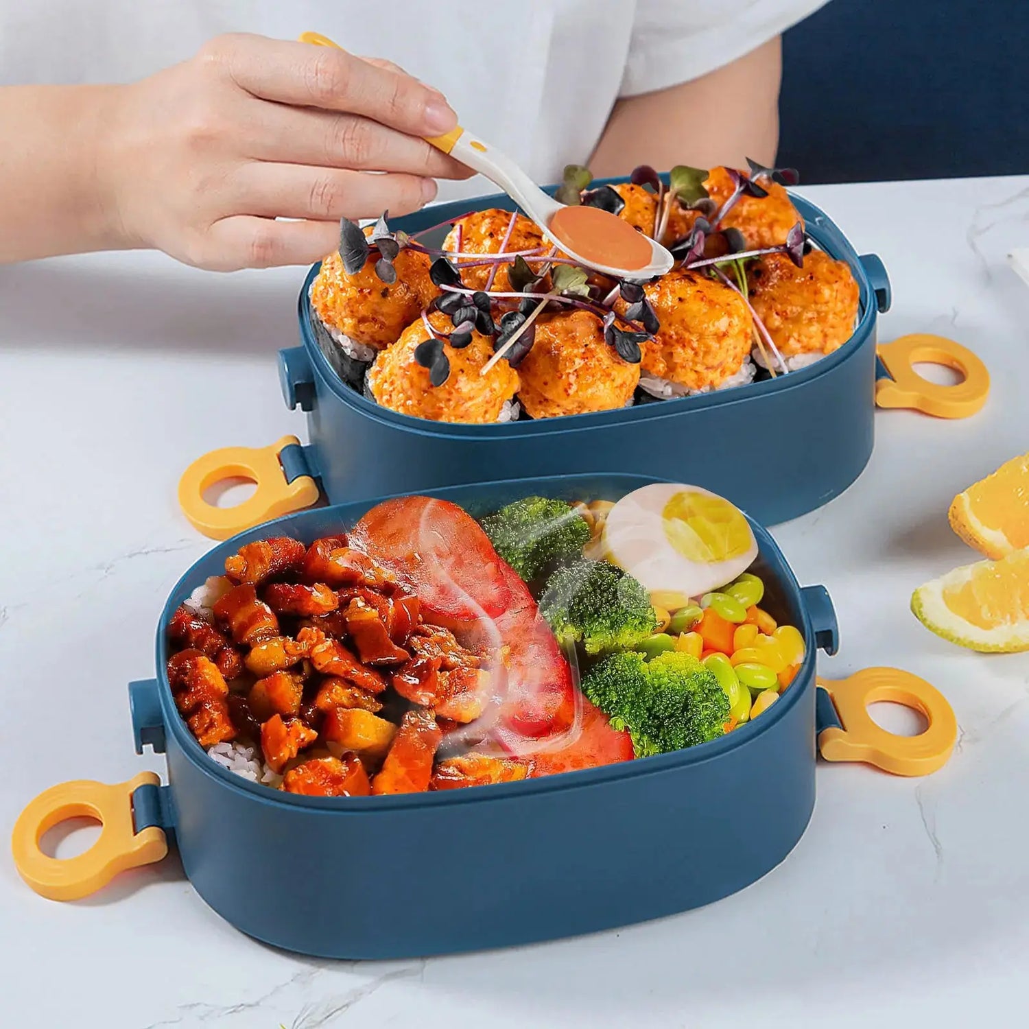 Bento Lunch Box 3 Couches Bleu 2000ML (GOURMET) Gourde Bottle®