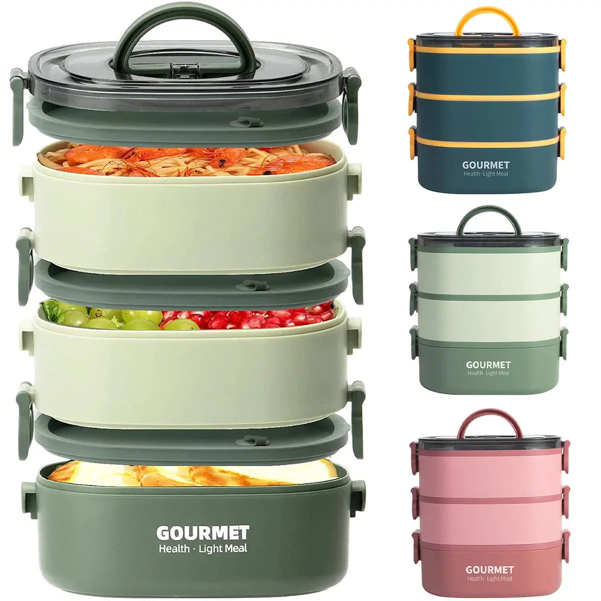 Bento Lunch Box 3 Couches Rose 2000ML (GOURMET) Gourde Bottle®
