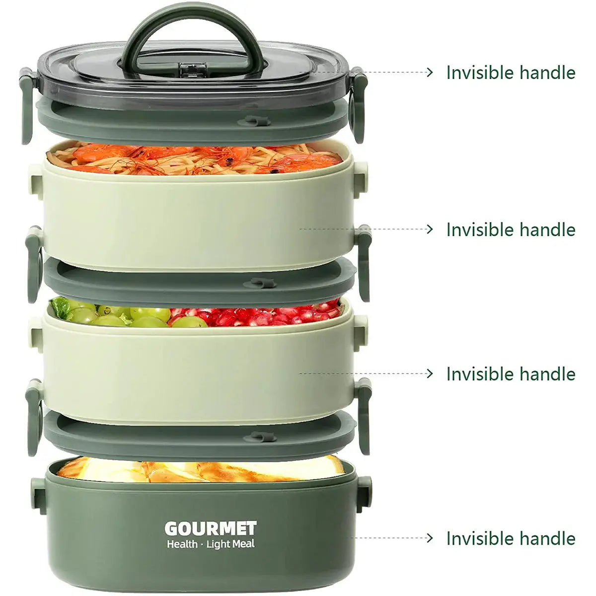 Bento Lunch Box 3 Couches Vert 2000ML (GOURMET) Gourde Bottle®