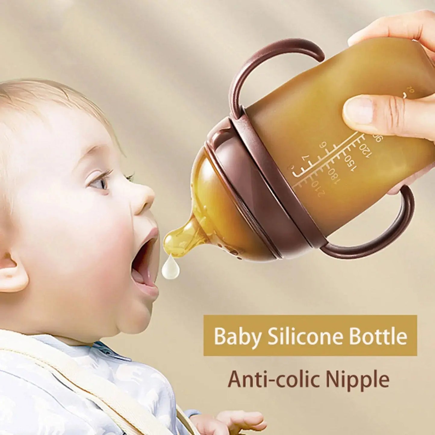 Biberon Avec Poignée Bébé 240ml, 150 ml, Biberon avec anse quel âge, 10-36 Months Baby Nano Silicone Water Bottle with Handle /150ml/240ml/Baby Boys & Girls, 0-3 years old baby silicone bottle, 150ml-250ml wide diameter Gourde Bottle®