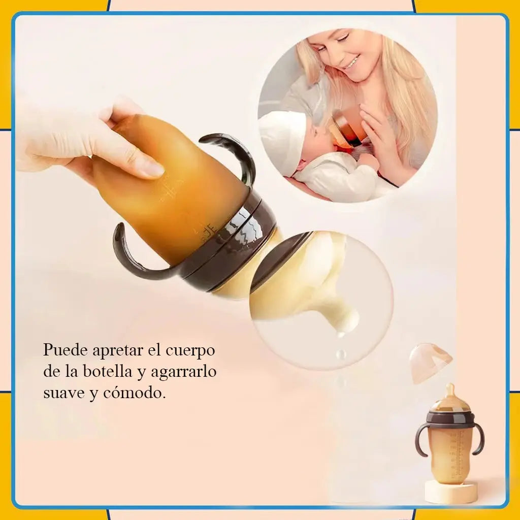 Biberon Avec Poignée Bébé 240ml, 150 ml, Biberon avec anse quel âge, 10-36 Months Baby Nano Silicone Water Bottle with Handle /150ml/240ml/Baby Boys & Girls, 0-3 years old baby silicone bottle, 150ml-250ml wide diameter Gourde Bottle®