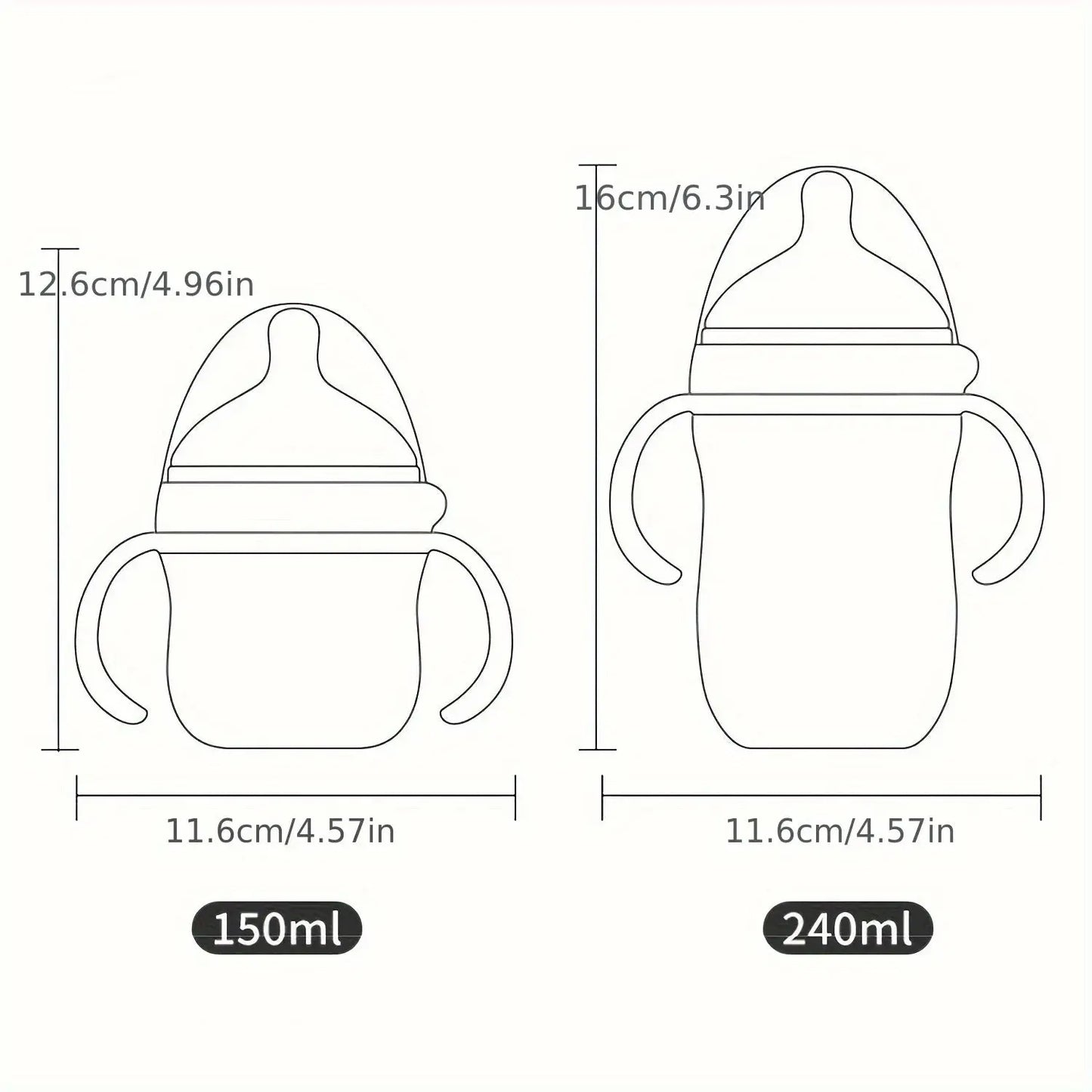 Biberon Avec Poignée Bébé 240ml, 150 ml, Biberon avec anse quel âge, 10-36 Months Baby Nano Silicone Water Bottle with Handle /150ml/240ml/Baby Boys & Girls, 0-3 years old baby silicone bottle, 150ml-250ml wide diameter Gourde Bottle®