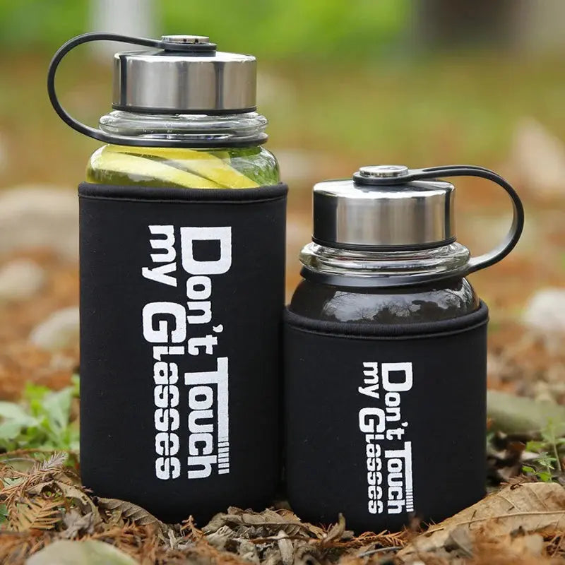 Bouteille Borosilicate Portable 1000ml, Gourde verre incassable 1L Gourde Bottle®