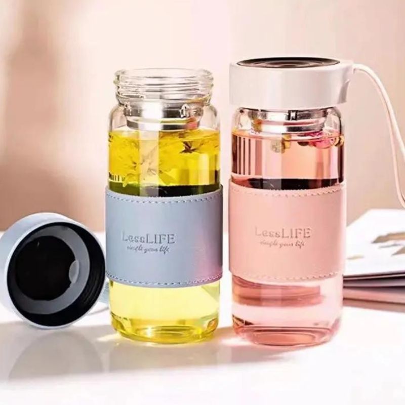 Bouteille en Verre de Style Japonais avec Infuseur à Thé LessLIFE, sans BPA - Gourde Bottle