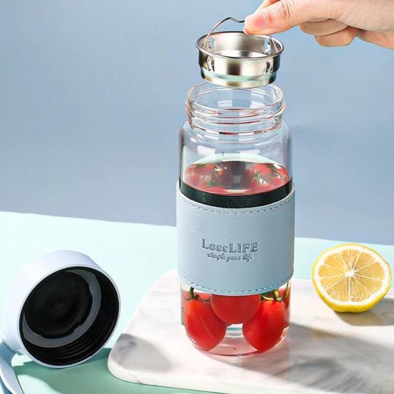 Bouteille en Verre de Style Japonais avec Infuseur à Thé LessLIFE, sans BPA REUTILISABLE - Gourde Bottle