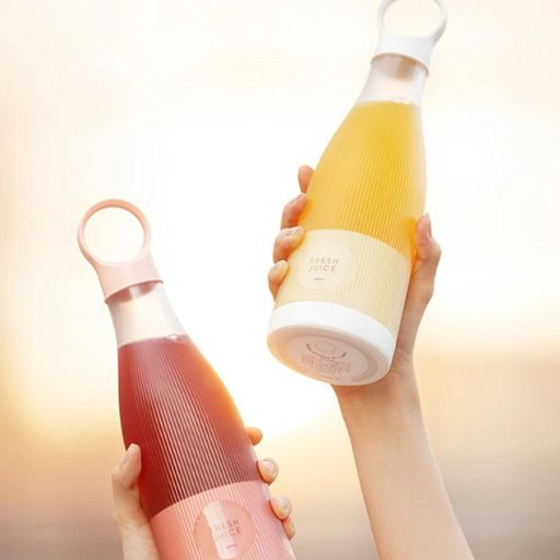 Fresh Juice Blender Bottle, Mélangeur portable presse, Milkshake, protéine rose et blanc