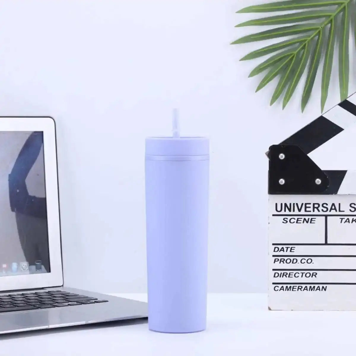 Gobelet Avec Paille Bleu 500ml, petit prix, pas chers, hydratation, double paroi Gourde Bottle®