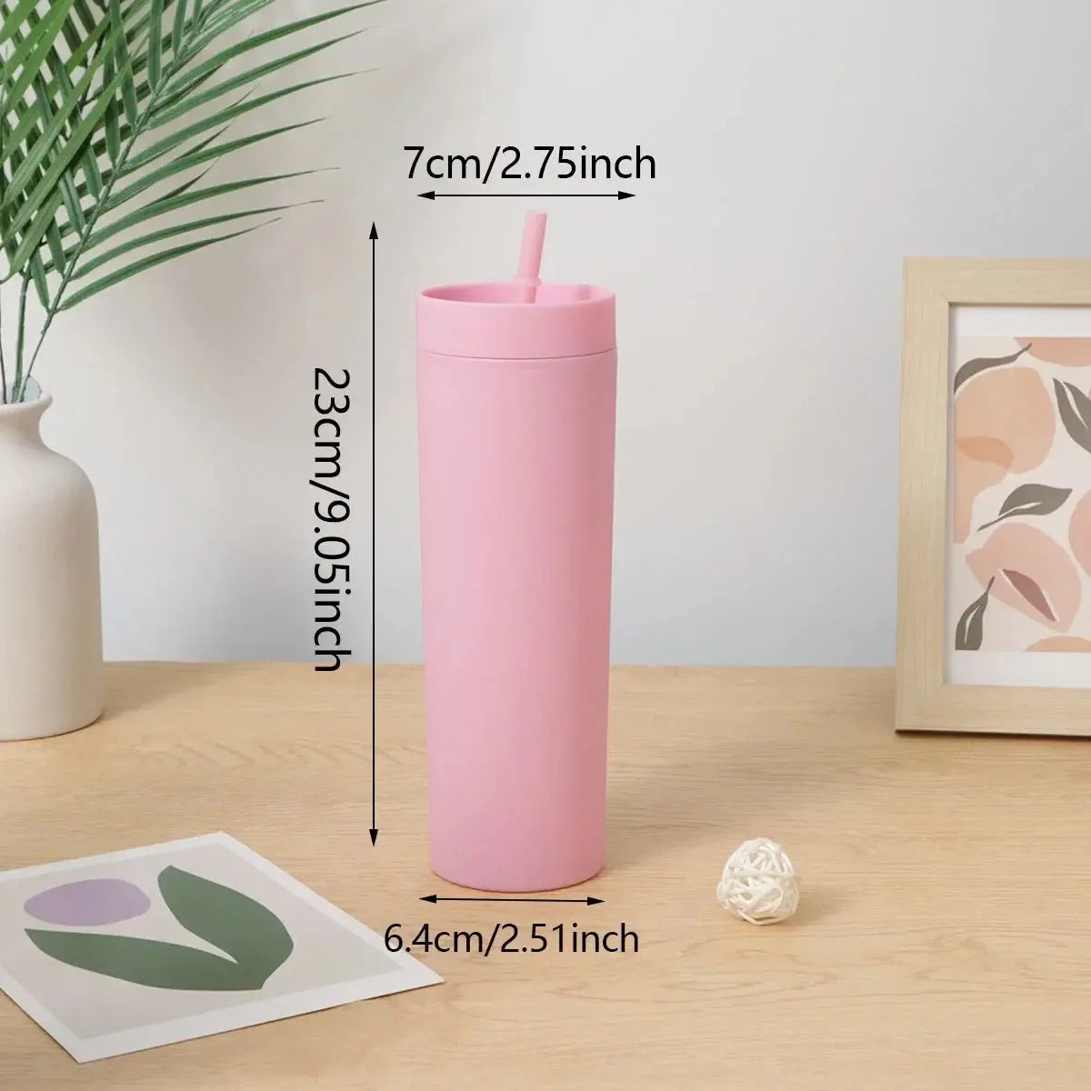 Gobelet Plastique Avec Paille Intégrée Rose 500ml – Élégance, Praticité et Écologie au Quotidien, petit prix, pas chers, hydratation, double paroi Gourde Bottle®
