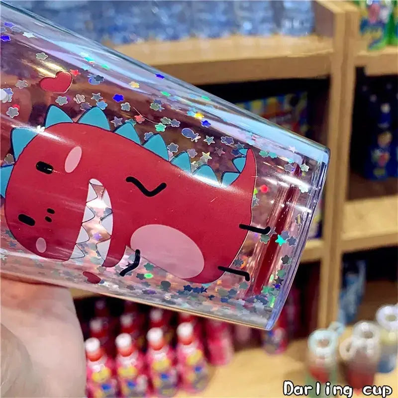 Gobelet Plastique Paillette Rose 430ml Gourde Bottle®