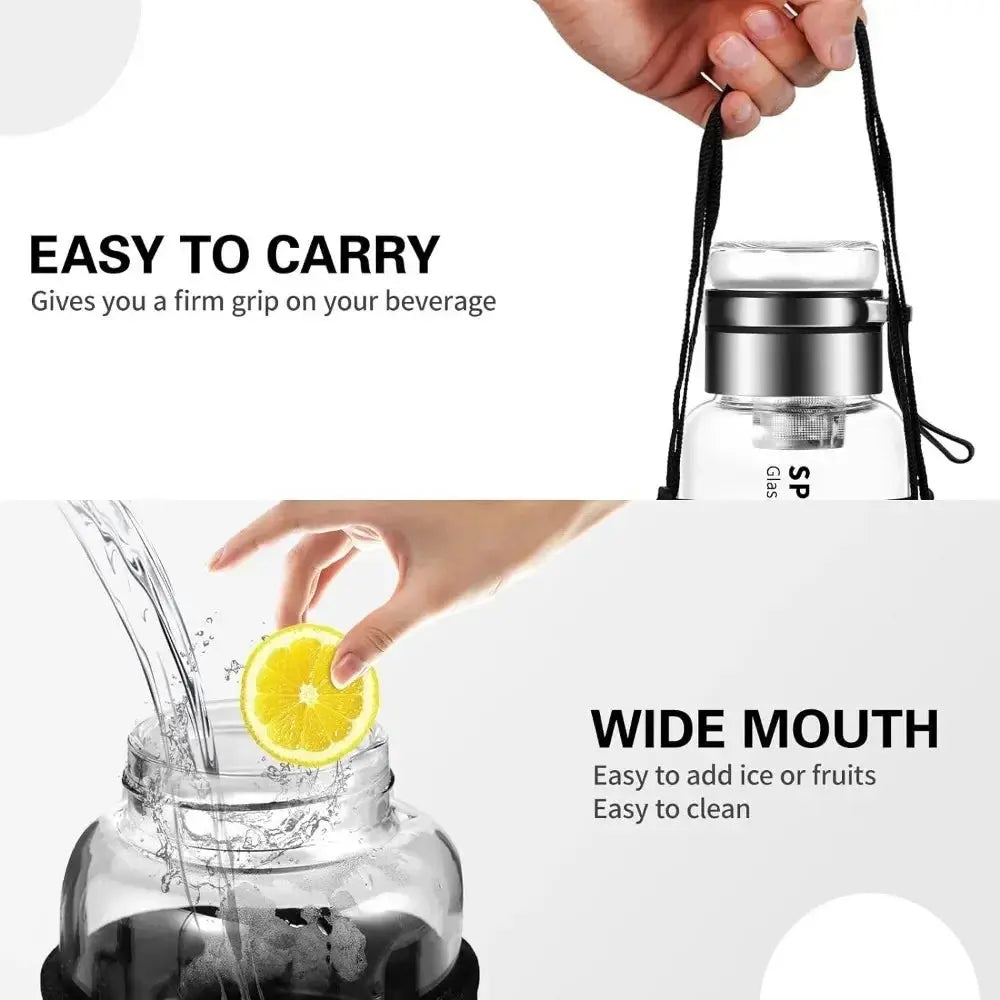 Gourde Infuseur multifruit 1l, Bouteille infuseur the 1l, 1pc Portable Glass Water Bottle 32 oz Transparent Milk Juice Gourde Bottle®