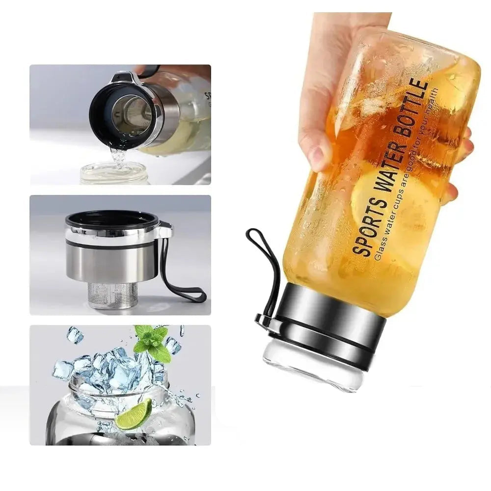 Gourde Infuseur multifruit 1l, Bouteille infuseur the 1l, 1pc Portable Glass Water Bottle 32 oz Transparent Milk Juice Gourde Bottle®