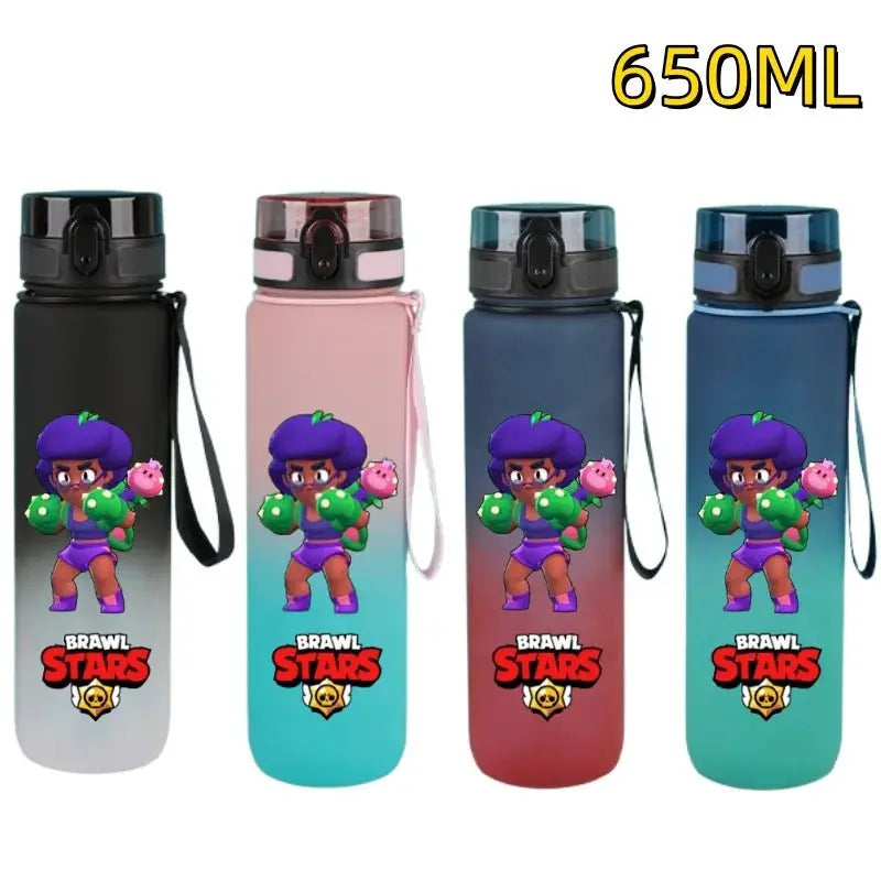 Gourde d'Eau Brawl Stars 650ML ( Sports ),Wilderness Brawl-Bouteille d'eau en plastique portable de grande capacité 650ml, gobelet à boire, cadeau d'anniversaire pour étudiants, sports de plein air, dessin animé Gourde Bottle®
