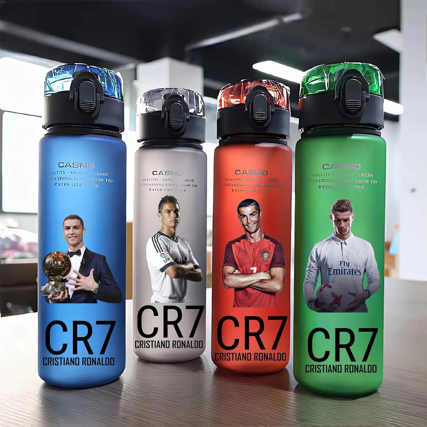 Gourde d'Eau Cristiano Ronaldo 560ML Four-color Portable Sports Outdoor Camping Football Star Water Bottle CR7 Gourde Bottle®