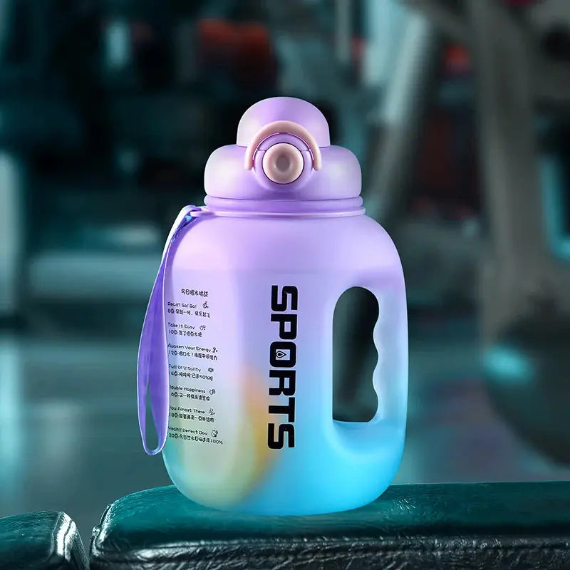 Grosse Gourde avec paille intégrée2500ml ,Gourde avec paille Decathlon, Gourde isotherme avec paille intégrée, Gourde paille Adulte , GIANXI Sport Water Bottle Portable Fitness Plastic Cup With Straw Large Capacity Outdo Gourde Bottle®