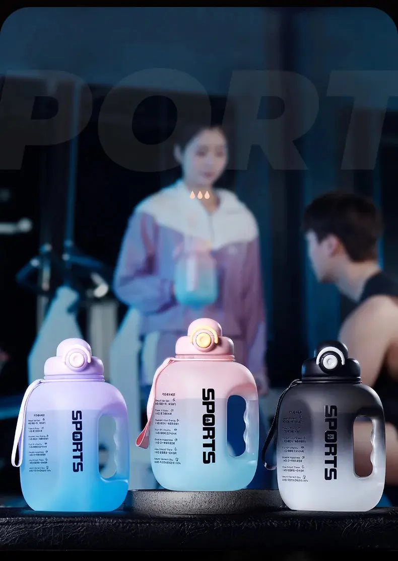 Grosse Gourde avec paille intégrée2500ml ,Gourde avec paille Decathlon, Gourde isotherme avec paille intégrée, Gourde paille Adulte , GIANXI Sport Water Bottle Portable Fitness Plastic Cup With Straw Large Capacity Outdo Gourde Bottle®