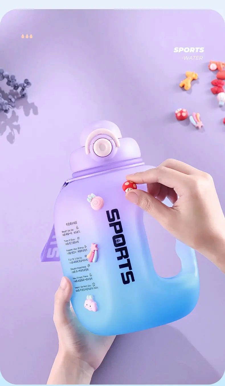 Grosse Gourde avec paille intégrée2500ml ,Gourde avec paille Decathlon, Gourde isotherme avec paille intégrée, Gourde paille Adulte , GIANXI Sport Water Bottle Portable Fitness Plastic Cup With Straw Large Capacity Outdo Gourde Bottle®