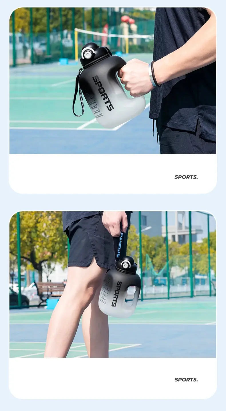 Grosse Gourde avec paille intégrée2500ml ,Gourde avec paille Decathlon, Gourde isotherme avec paille intégrée, Gourde paille Adulte , GIANXI Sport Water Bottle Portable Fitness Plastic Cup With Straw Large Capacity Outdo Gourde Bottle®