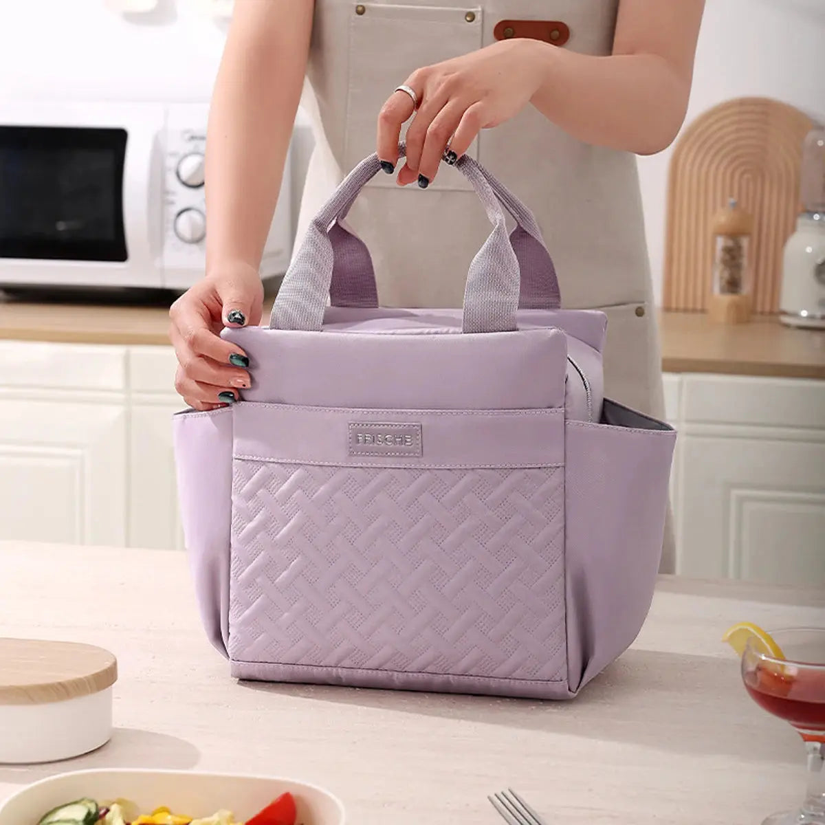 Joli Sac Isotherme Repas Violet 10L Gourde Bottle®