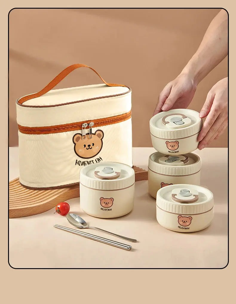 Lunch Box HELLO PANDA - Bento Thermique HELLO PANDA - Boîte À Lunch Isolée HELLO PANDA Gourde Bottle®