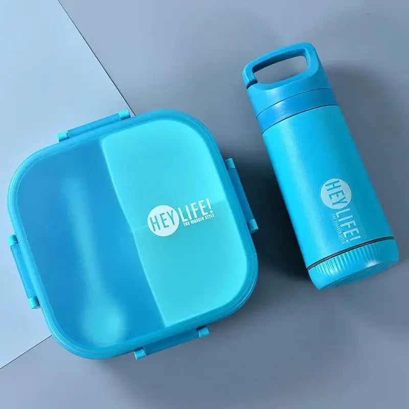 Lunch Box Micro Onde Avec Mini Gourde 33 cl Bleu (LIFE) – Pratique, Hermétique et Sans BPA, Pas Chers, Petit Prix, Lunch Box Gourde Bottle®