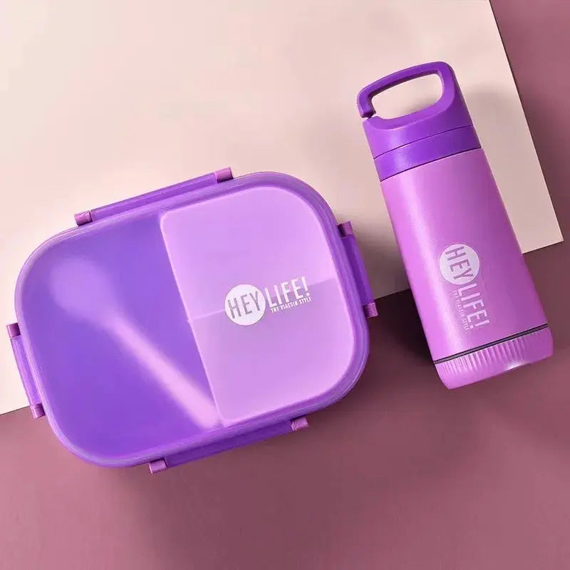 Lunch Box Micro Onde Violet Avec Petite Gourde 33 cl (LIFE) – Pratique et Éco-Friendly, Pas Chers, Petit Prix, Lunch Box Gourde Bottle®