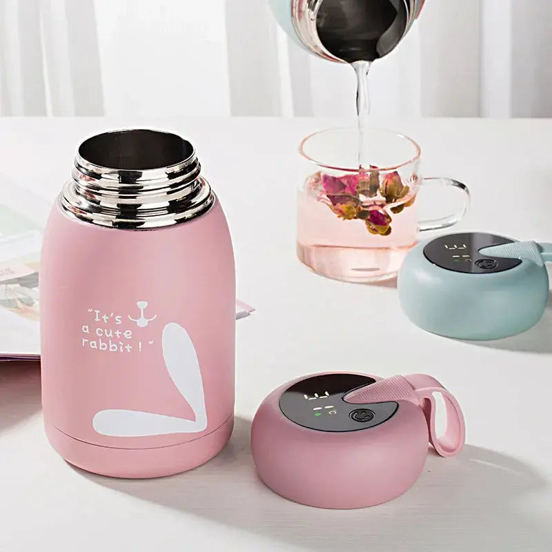Mini Gourde d'Eau Thermique Intelligente Enfants 320ml, Mini Gourde d'Eau Thermique intelligente pour enfants 320ml, Mini Gourde D'eau Thermique avec écran tactile LED 320ml, Mini bouteille thermos (inox), Gourde Isotherme E Gourde Bottle®