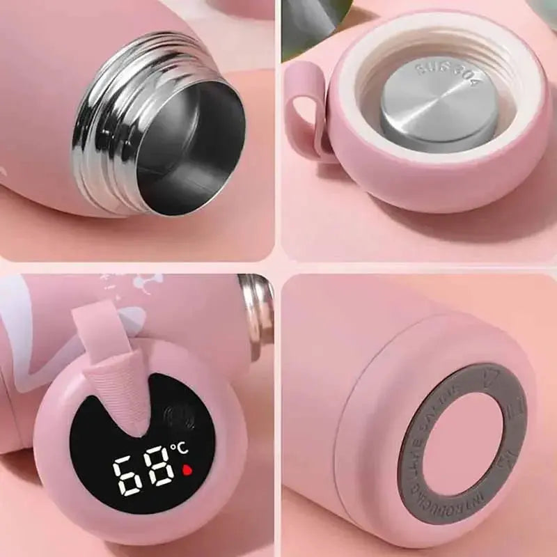 Mini Gourde d'Eau Thermique Intelligente Enfants 320ml, Mini Gourde d'Eau Thermique intelligente pour enfants 320ml, Mini Gourde D'eau Thermique avec écran tactile LED 320ml, Mini bouteille thermos (inox), Gourde Isotherme E Gourde Bottle®
