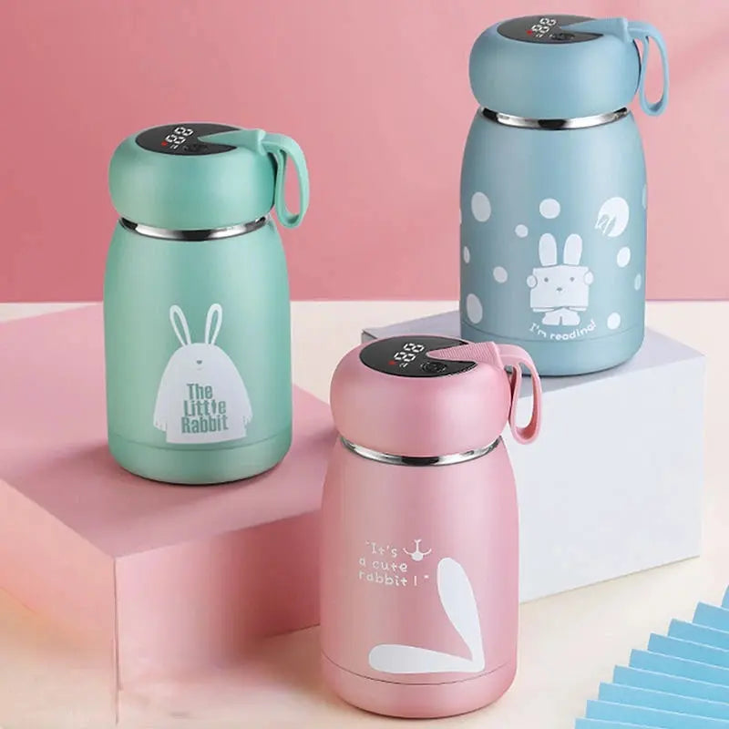 Mini Gourde d'Eau Thermique Intelligente Enfants 320ml, Mini Gourde d'Eau Thermique intelligente pour enfants 320ml, Mini Gourde D'eau Thermique avec écran tactile LED 320ml, Mini bouteille thermos (inox), Gourde Isotherme E Gourde Bottle®