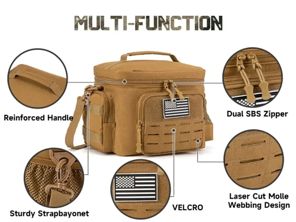 Sac Isotherme Repas Tactique Militaire Homme 13L (Khaki) Gourde Bottle®