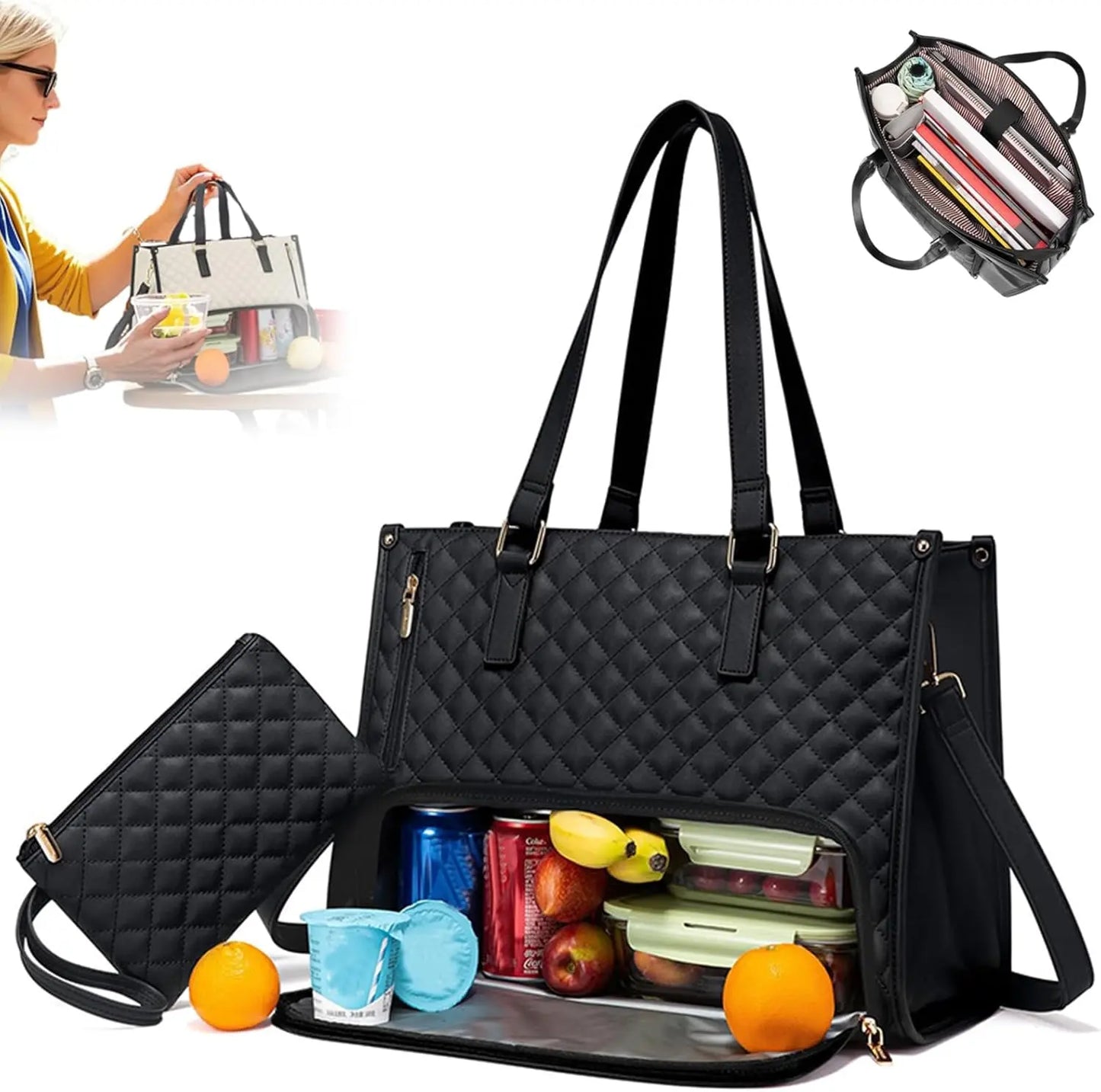Sac Lunch Box Isotherme Double Compartiment Femme Gourde Bottle®