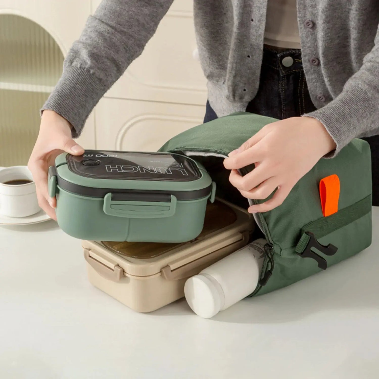 Sac Repas Isotherme Grise (Pliable) Gourde Bottle®