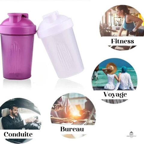 Skaker à proteine , facile à utilise est partout - pendant la conduite, au bureau, pendant vos voyage, vacance ou à la salle de sport fitness, shaker à protéine - Gourde Bottle