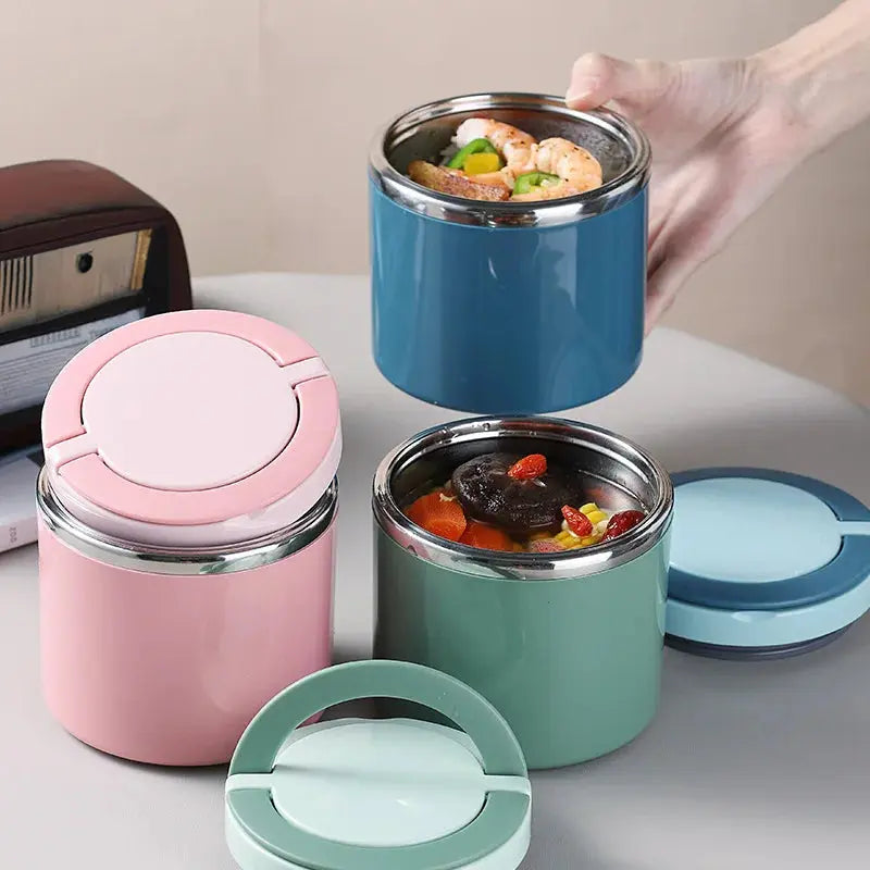 Thermos Alimentaire Chaud 12H Bleu 1L, Repas, lunch , isotherme, pas chers , petit prix, nomade, bureau, pique-nique Gourde Bottle®