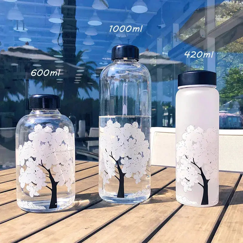 420/600/1000ML New Cherry Gradient Color Glass Water Bottle Cute Fashion Sport Drink Bottles Gift Cups for Kids Girl Student Gourde Bottle®