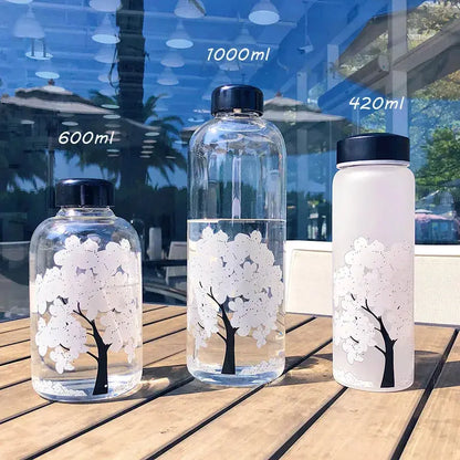 420/600/1000ML New Cherry Gradient Color Glass Water Bottle Cute Fashion Sport Drink Bottles Gift Cups for Kids Girl Student Gourde Bottle®