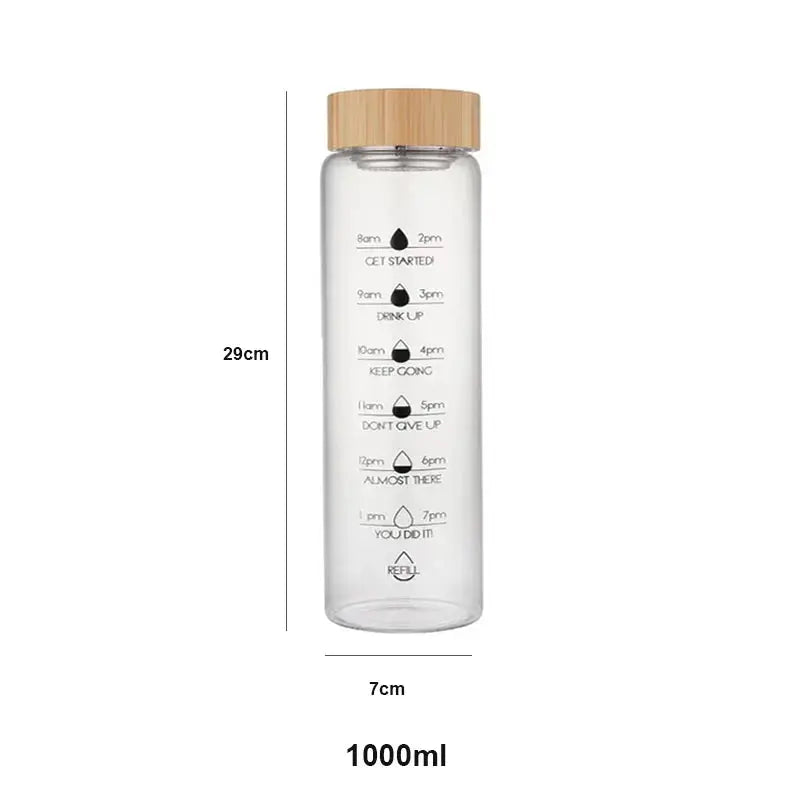 Bouteille D'Eau en Verre de Grande Capacité avec Marqueur de Temps - Gourde Bottle®