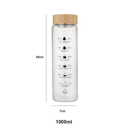 Bouteille D'Eau en Verre de Grande Capacité avec Marqueur de Temps - Gourde Bottle®