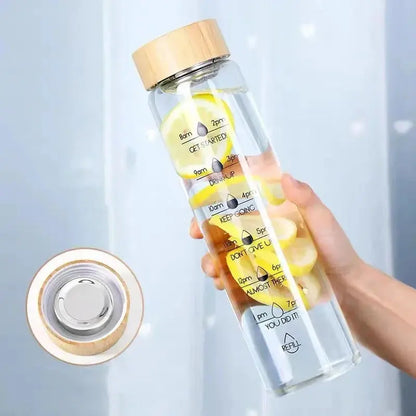 Bouteille D'Eau en Verre de Grande Capacité avec Marqueur de Temps - Gourde Bottle®