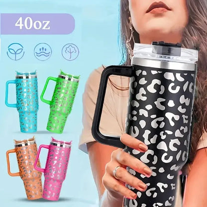 40oz Mug Water Bottle Insulated Tumbler With Handle Lid Straw Large Capacity Stainless Steel Coffee Cup Outdoor Car Vacuum Flask Gourde Bottle®