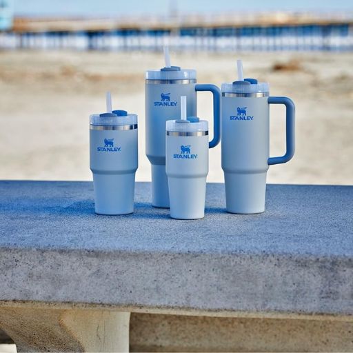 Gourde Stanley Isotherme bleu Avec Poignée , Gobelet Isotherme En Acier Inoxydable Avec Paille Et Couvercle 40 Oz/1180 Ml Gobelet De Voyage Tasse À Café Boissons Chaudes Et Froides Pour Travail Et Maison