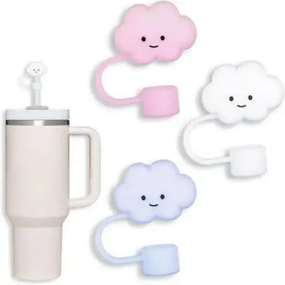  Lot de 3 couvercles de paille en silicone souple en forme de nuage - Gourde Bottle