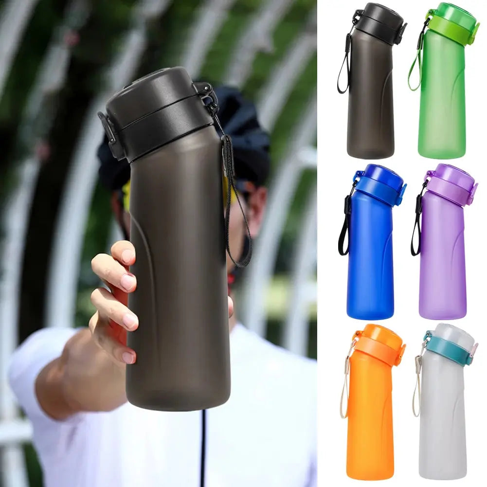 Flavored Water Bottle with 7 Flavour Pods Air Water Up Bottle Frosted Black 650ml Air Starter Up Set Water Cup for Camping Sport Gourde Bottle®