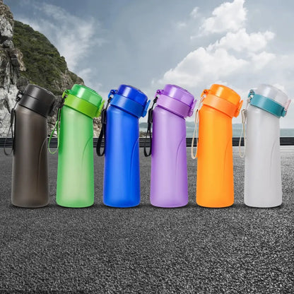 Flavored Water Bottle with 7 Flavour Pods Air Water Up Bottle Frosted Black 650ml Air Starter Up Set Water Cup for Camping Sport Gourde Bottle®