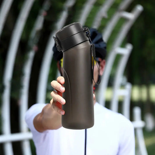 Flavored Water Bottle with 7 Flavour Pods Air Water Up Bottle Frosted Black 650ml Air Starter Up Set Water Cup for Camping Sport Gourde Bottle®