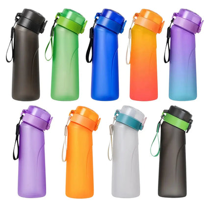 Flavored Water Bottle with 7 Flavour Pods Air Water Up Bottle Frosted Black 650ml Air Starter Up Set Water Cup for Camping Sport Gourde Bottle®