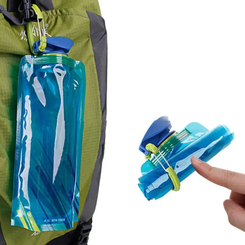 Foldable Water Bottles Flexible Reusable Travel Water Bottle Plastic Water Pouch Soft Flask Water Bag With Carabiner Clip Gourde Bottle®