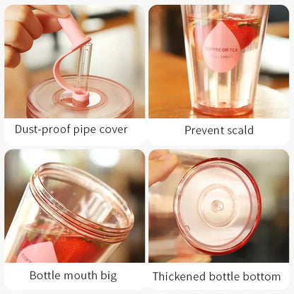 Gobelet Avec Couvercle Transparente 420ml - Réutilisable Avec Paille Gourde Bottle®