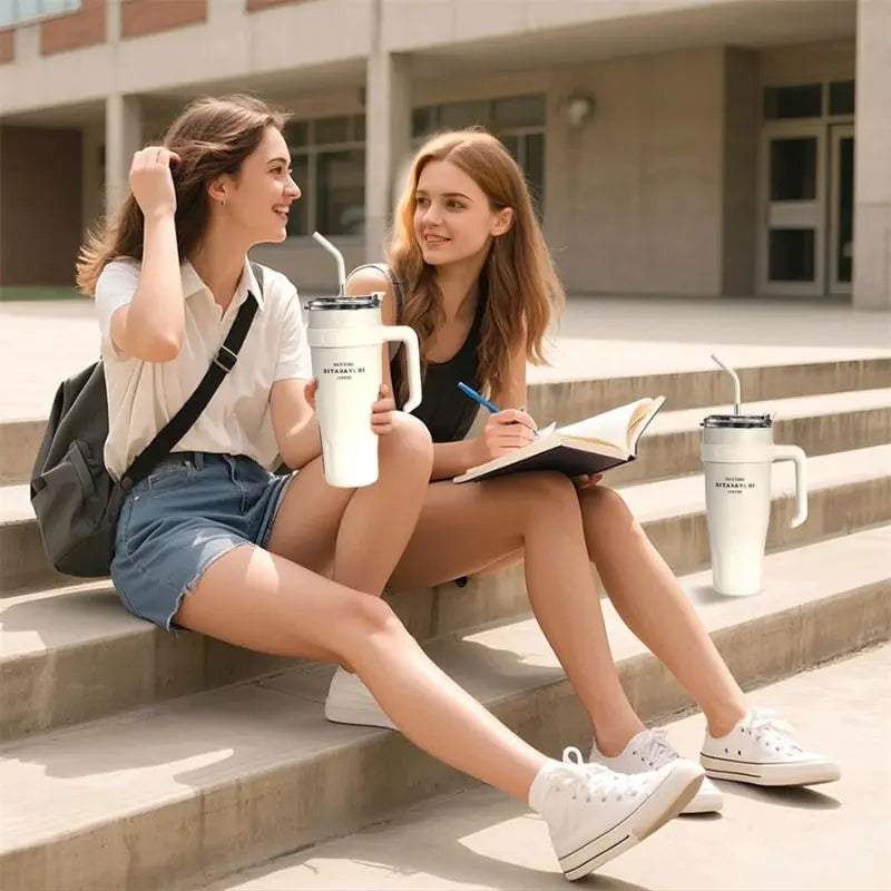 Gobelet Avec Paille Blanche 38oz - Gourde Bottle®